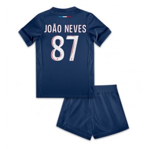 Paris Saint-Germain Joao Neves #87 Hemmakläder Barn 2024-25 Kortärmad (+ Korta byxor)